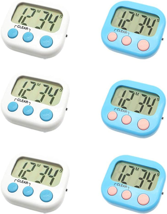 6 Pack Digital Kitchen Timer Small Classroom Timers for Kids Teachers(blue)