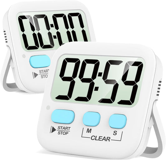 MPK Timer, Timer for Kids, Kitchen Timers, Digital Timer for Cooking, Egg Timer, Classroom Timer for Teacher, Magnetic Countdown Timer for Exercise, Study, Oven - Battery Included - Pack of 2