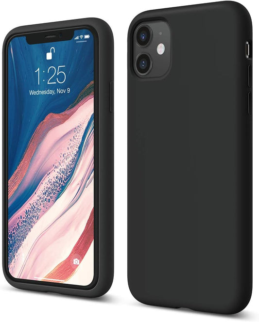 MPK Compatible with iPhone 11 Case, Liquid Silicone Case, Full Body Protective Cover, Shockproof, Slim Phone Case, Anti-Scratch Soft Microfiber Lining, 6.1 inch (Black)