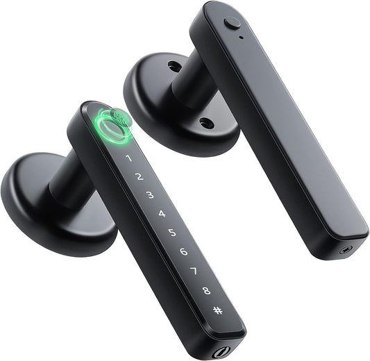 MPK Fingerprint Door Lock Door Knob with Keypad Keyless Entry Door Lock with Handle for Home Hotel Office Apartment Bedroom Black(F190)