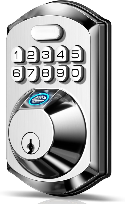 MPK TE002 Fingerprint Door Lock - Keyless Entry Door Lock - Electronic Keypad Deadbolt Lock - Smart Locks for Front Door - Door Lock with Code - Auto Lock - Easy Installation - Satin Nickel