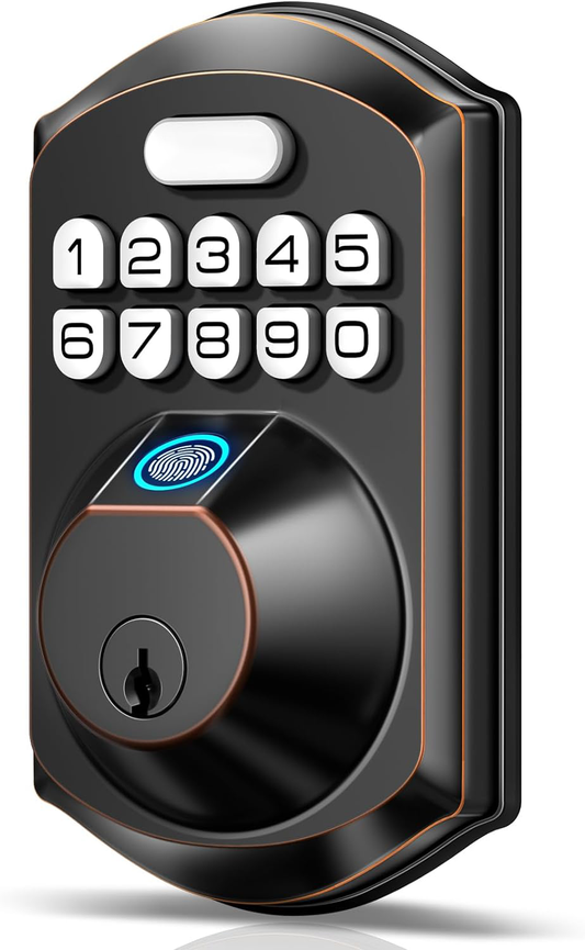 MPK TE002 Fingerprint Door Lock - Keyless Entry Door Lock - Electronic Keypad Deadbolt Lock - Smart Locks for Front Door - Door Lock with Code - Auto Lock - Easy Installation - Oil-Rubbed Bronze
