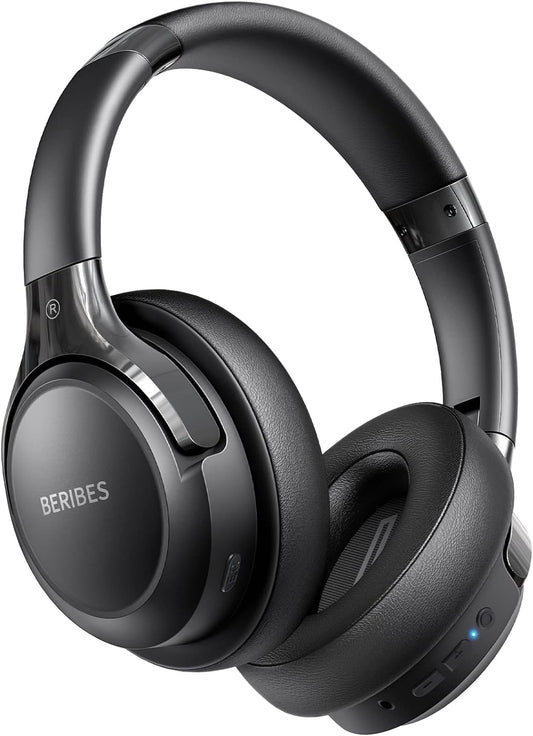 MPK Bluetooth Headphones Over Ear, 65H Playtime and 6 EQ Music Modes Wireless Headphones with Microphone, HiFi Stereo Foldable Lightweight Headset, Deep Bass for Home Office Cellphone PC Ect.