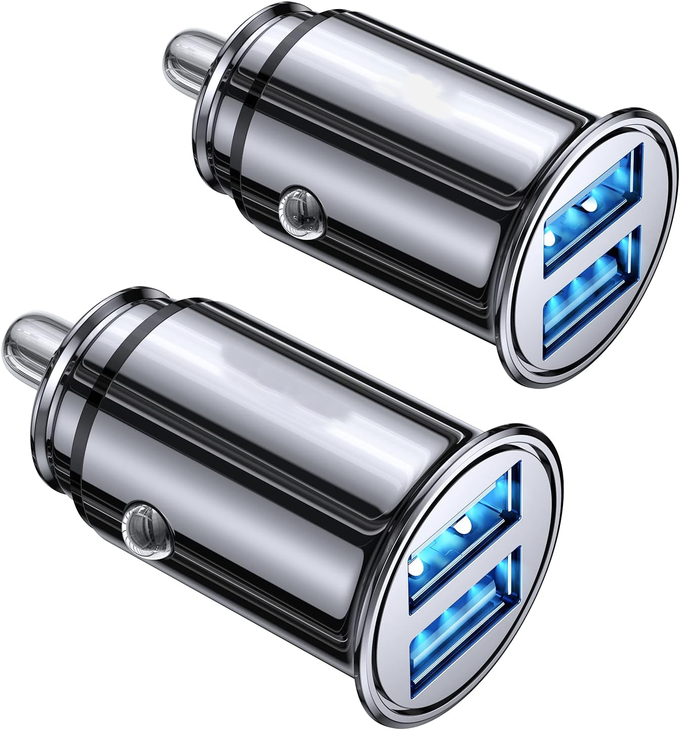 MPK 2 Pack Fast Mini Car Charger, 4.8A Metal Car Charger Adapter Flush Fit, Dual Port USB Car Charger Compatible with iPhone 14 13 12 Pro Max 8 Plus 7 6s, Samsung Galaxy S23/10/9/8/7, iPad Kindle