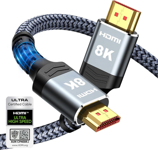 MPK 8K 10K 4K HDMI Cable 48Gbps 6.6FT/2M, Certified Ultra High Speed HDMI® Cable Braided Cord-4K@120Hz 8K@60Hz, DTS:X, HDCP 2.2 & 2.3, HDR 10 Compatible with Roku TV/PS5/HDTV/Blu-ray